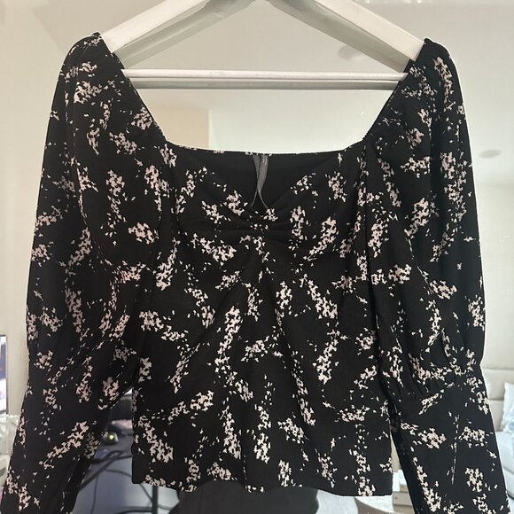 Anthropologie Sweetheart Top‎ Black Floral Long Puff Sleeve Blouse Top Size XS - Picture 5 of 9